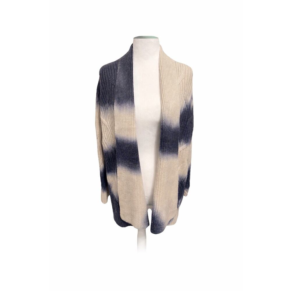 Purejill Blue Ivory Ombre Cable Knit Open Front Cardigan Sweater Small Runs Big - Picture 2 of 7